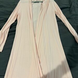Long Sleeve Pink Drape Cardigan